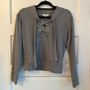 Gray lace up sweater
